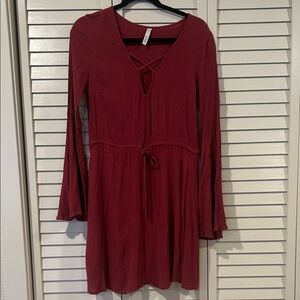 Bo Bel Long Sleeve Burgundy Dress Size M